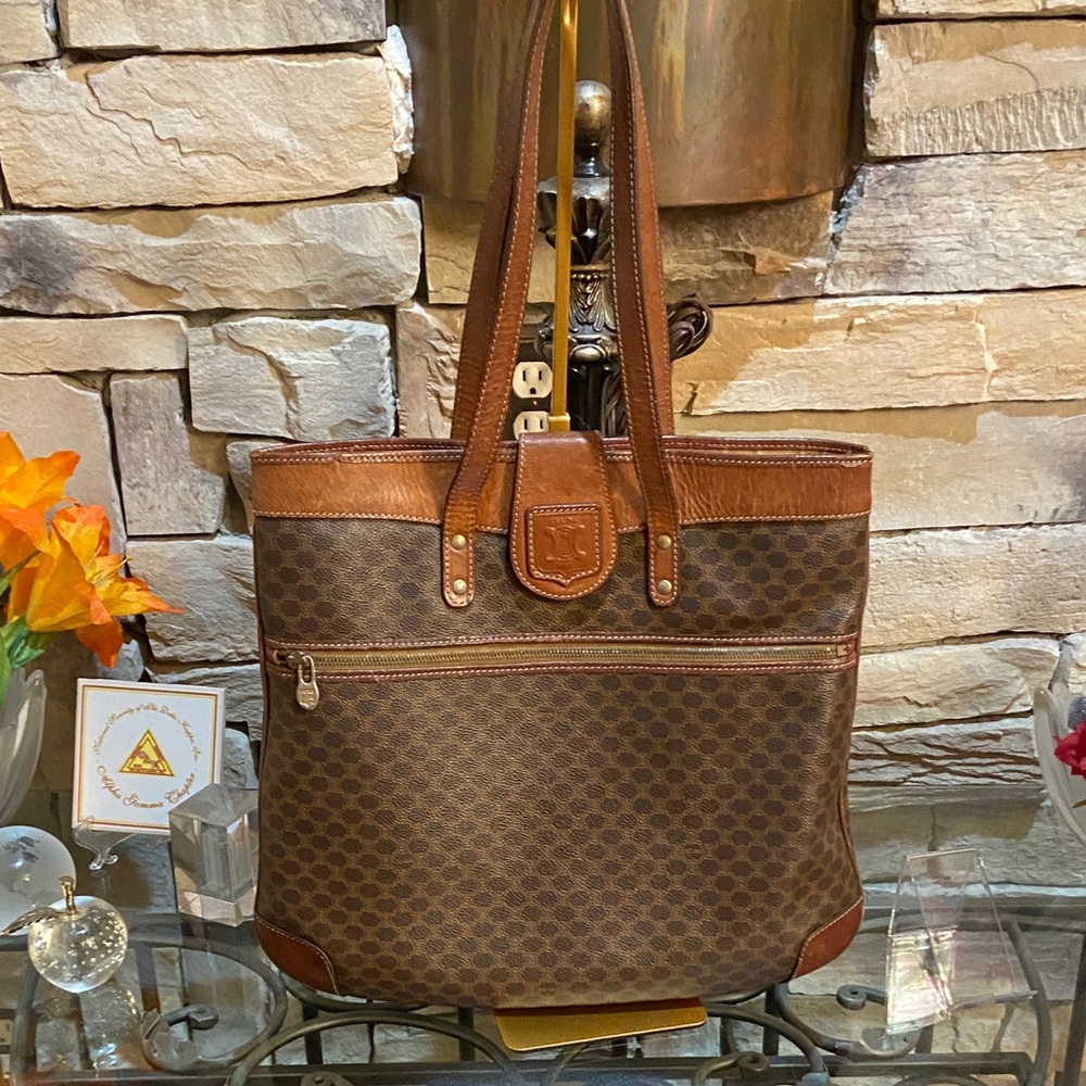 Celine Brown Patterned Shoulder Bag - image 1